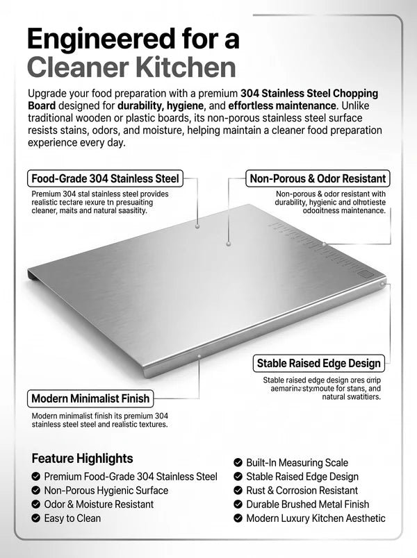 Chopping Board™ | Large Countertop Stainless Steel Chopping Board