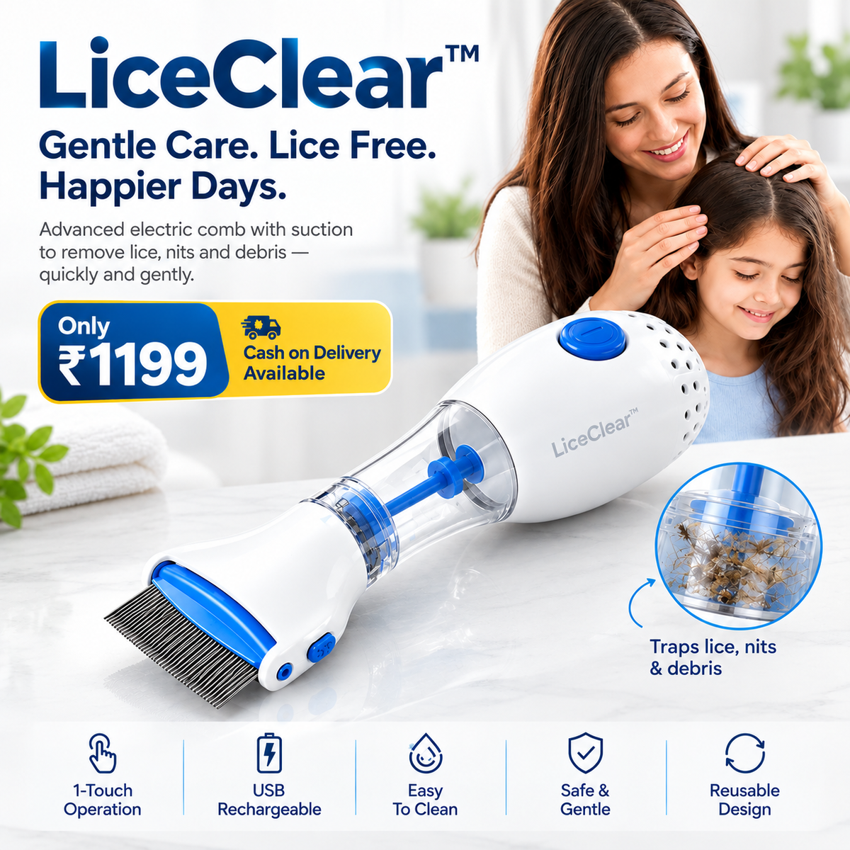 LiceClear™ - Electric Head Lice Removal Comb